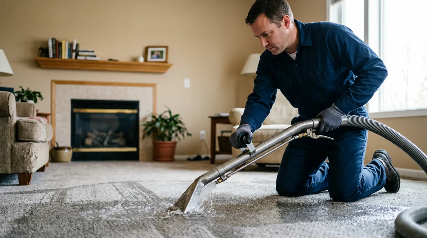 Water damage restoration technician working near Unionville, IA